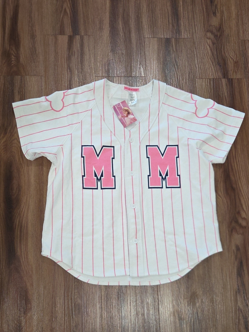 Megan Moroney Concert Cream Button-Front Baseball Shirt with Pink Lettering - M